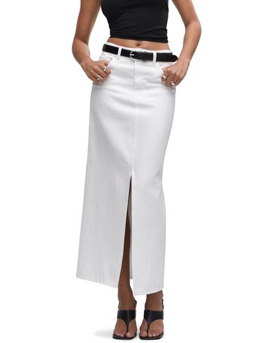 Mango Denim Maxi Skirt - White