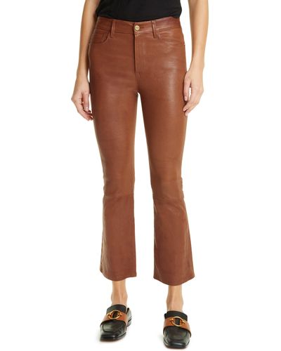 FRAME Le Crop Mini Boot Leather Pants - Brown