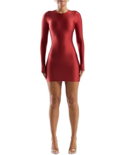 Naked Wardrobe Long Sleeve Body-con Minidress - Red