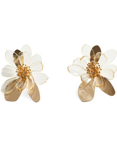 Mango Maxi Flower Drop Earrings - Metallic