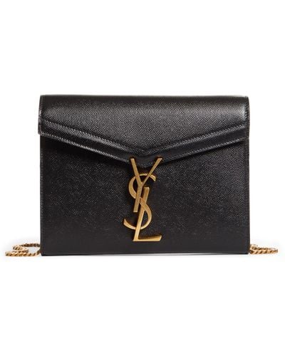 Saint Laurent Cassandra Leather Wallet-on-chain - Black
