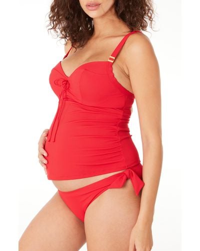 Cache Coeur Porto Vecchio Maternity Tankini Swimsuit - Red