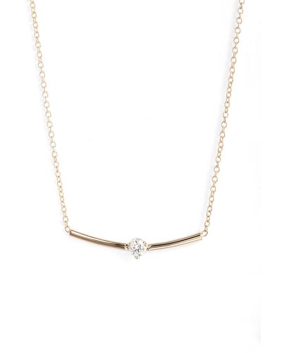 Zoe Chicco Prong Set Diamond Bar Pendant Necklace - White