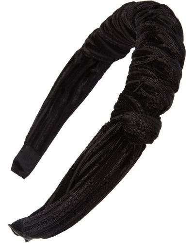Tasha Knotted Velvet Headband - Black