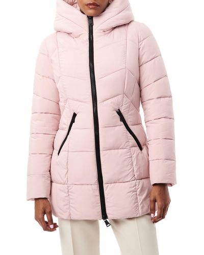 Bernardo Hooded Water Resistant Puffer Jacket - Pink