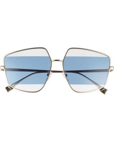 Fendi The Stripes 60mm Geometric Sunglasses - Blue