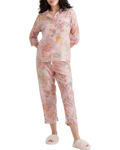 Papinelle Coco Cotton & Silk Crop Pajamas - Red
