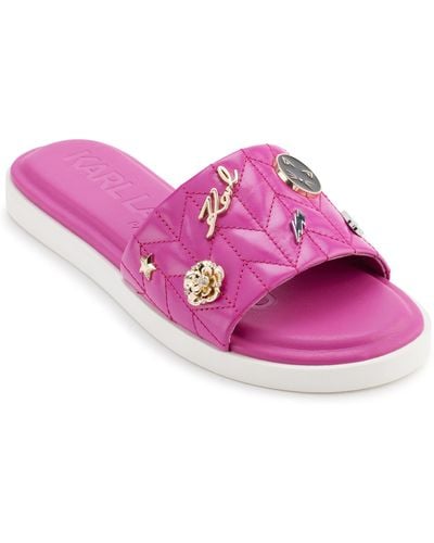 Karl Lagerfeld Carenza Pins Flat Slide Sandals - Pink