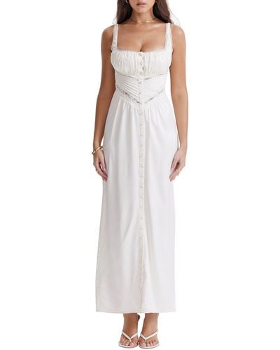 House Of Cb Illiana Silk Blend Maxi Dress - White
