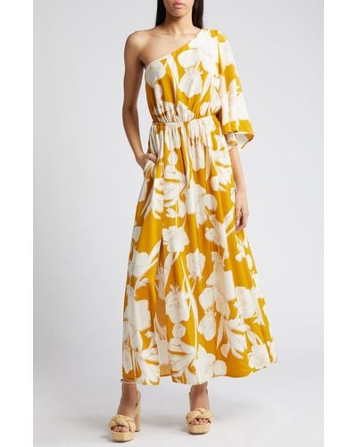 Chelsea28 Floral One-shoulder Maxi Dress - Yellow