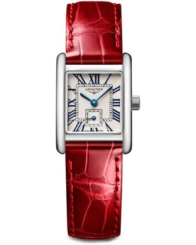 Longines Dolcevita Ii Automatic Leather Strap Watch - Red