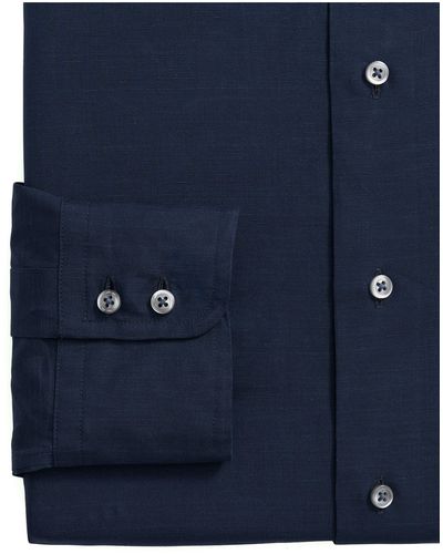 Brooks Brothers X Thomas Mason Solid Navy Cotton & Linen Dress Shirt - Blue