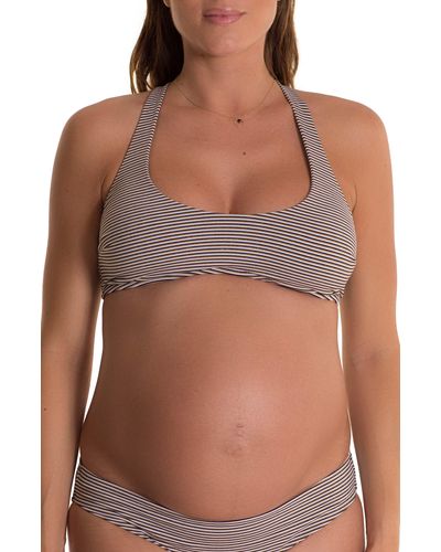 Pez D'or Olivia Stripe Maternity Bikini Top - Brown