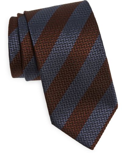 Brioni Repp Stripe Silk Tie - Black