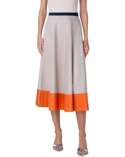 Akris Punto Colorblock Cotton Gabardine A-line Skirt - Multicolor