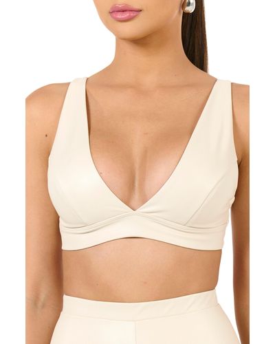 Naked Wardrobe Faux Leather Bra Top - Gray
