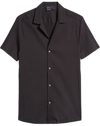 ASOS Relaxed Fit Short Sleeve Stretch Button-up Camp Shirt - Black