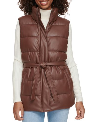 Levi's 361tm Belted Faux Leather Puffer Vest - Brown