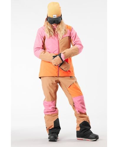 Picture Seen Colorblock Water Repellent Ski Jacket - Orange
