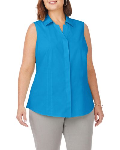 Foxcroft Taylor Sleeveless Button-up Shirt - Blue