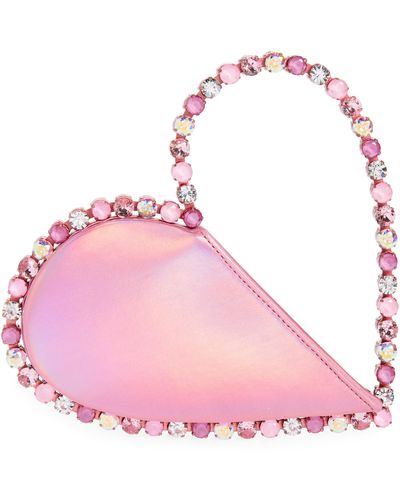 L'ALINGI Love Heart Hologram Leather Crystal Top Handle Bag - Pink