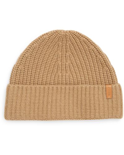 Vince Knit Merino Wool & Cashmere Beanie Hat - Natural