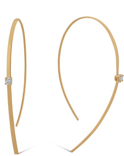 Lana Jewelry Solo Flat Hooks On Hoops Earrings In Yellow Gold/diamond At Nordstrom Rack - White