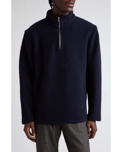 De Bonne Facture Half Zip Wool Sweater - Blue