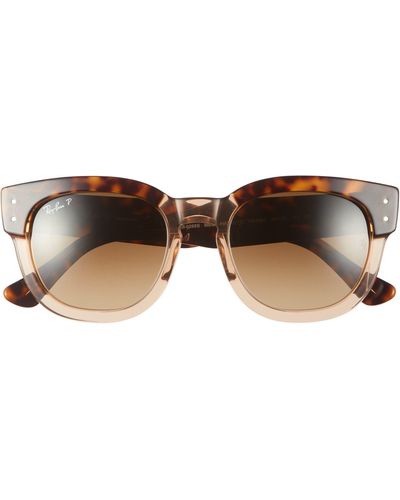 Ray-Ban Mega Hawkeye 53mm Gradient Polarized Square Sunglasses - Brown