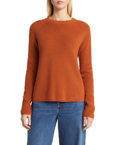Nordstrom Rib Organic Cotton & Merino Wool Sweater - Orange