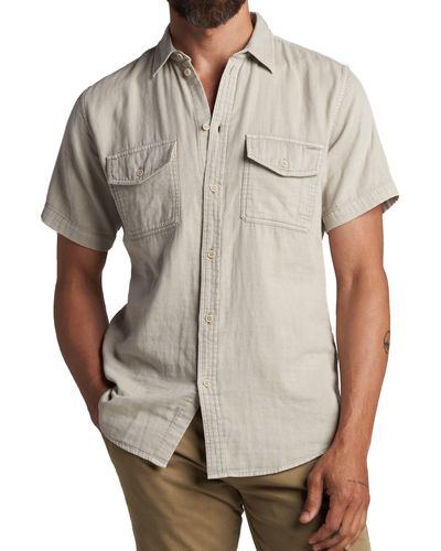 Rowan Leeds Cotton Gauze Short Sleeve Button-up Shirt - White