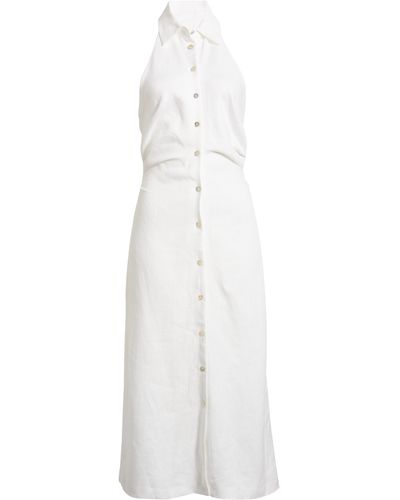 Mango Belen Halter Neck Linen Shirtdress - White