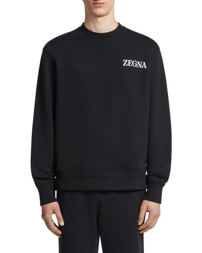 Zegna Cotton French Terry Sweatshirt - Black