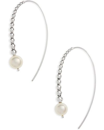 Lagos Threader Pearl Earrings - White