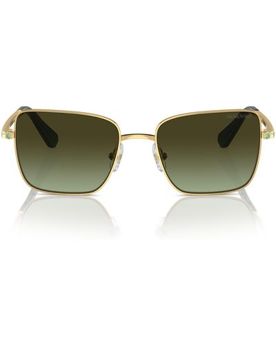 Swarovski 56mm Matric Crystal Square Sunglasses - Green