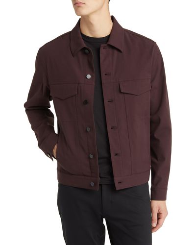Theory River Cotton Blend Twill Trucker Jacket - Brown
