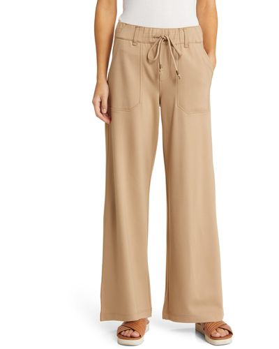 Wit & Wisdom 'ab'leisure Pull-on High Waist Wide Leg Knit Pants - Natural
