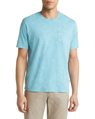Stone Rose Acid Wash Pocket T-shirt - Blue
