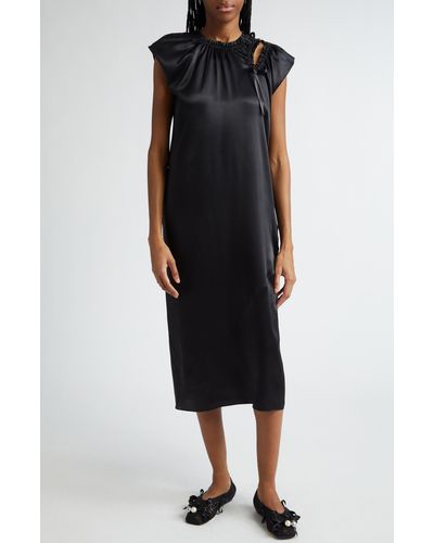 Simone Rocha Shoulder Bite Silk Midi Dress - Black