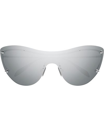 Alexander McQueen 99mm Shield Sunglasses - White