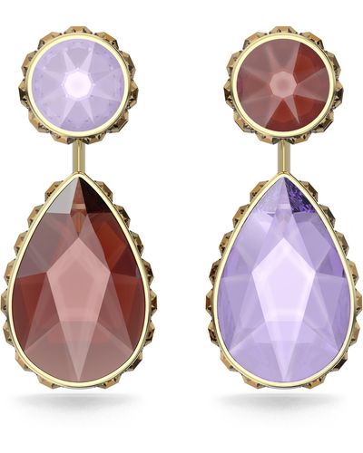 Swarovski Orbita Mismatched Crystal Drop Earrings - Purple
