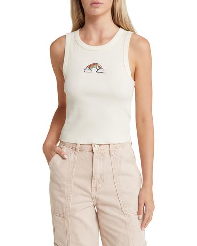 GOLDEN HOUR Embroidered Rainbow Cotton Rib Tank - Multicolor