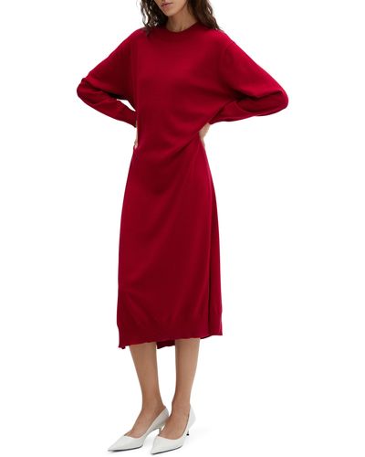 Mango Long Sleeve Sweater Dress - Red