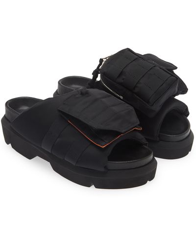 Sacai Pocket Mismatched Slide Sandals - Black