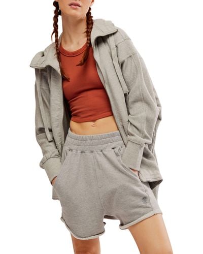 Free People All Your Love Oversize French Terry Patchwork Hoodie - Gray