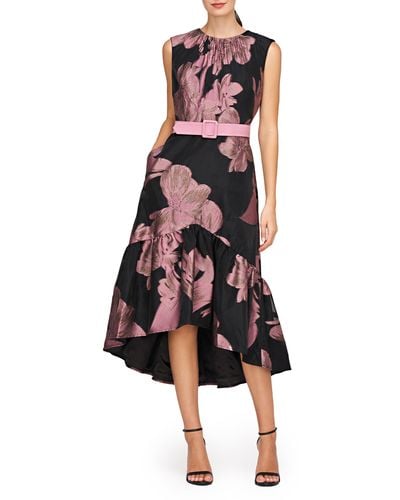 Kay Unger Beatrix Belted Floral High-low Cocktail Dress - White