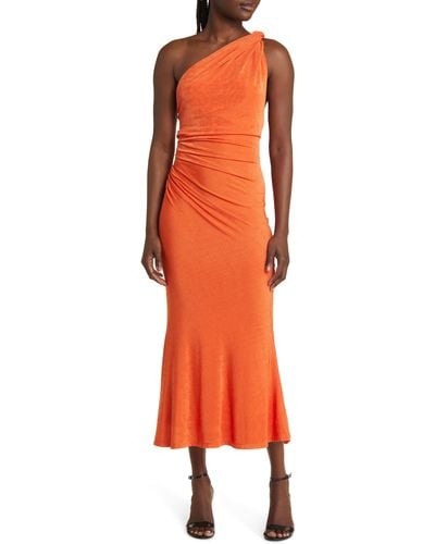 Misha Collection Dune Knit One-shoulder Dress - Orange