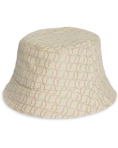Christian Louboutin Bobino Monogram Toille Jacquard Bucket Hat - Natural
