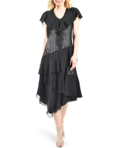 Komarov Flutter Sleeve Dress - Black