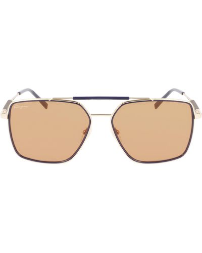 Ferragamo 59mm Rectangular Sunglasses - Natural